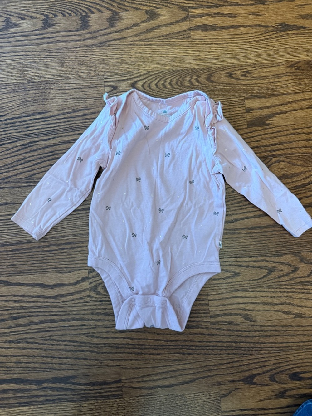 GAP Light Pink Long-Sleeve Baby Bodysuit with Tiny Bow Print